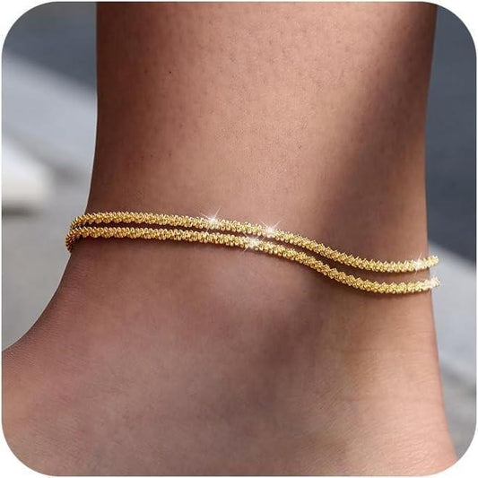 Fashion Multi-layer Waterproof Women's Adjustable Ankle Bracelet Gold And Silver